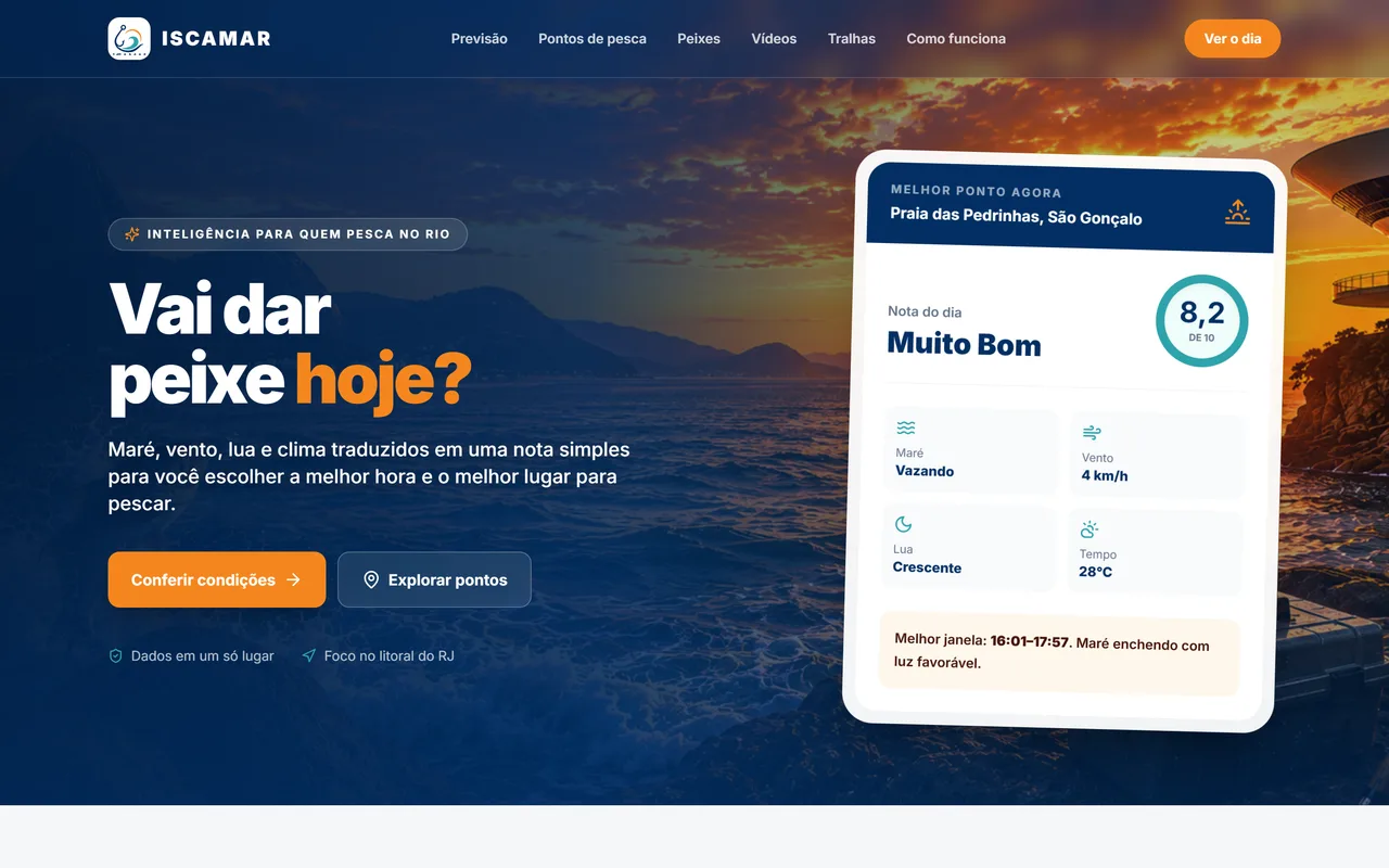 Iscamar — aplicação web de previsão de pesca no litoral do RJ criada pela Live Printer